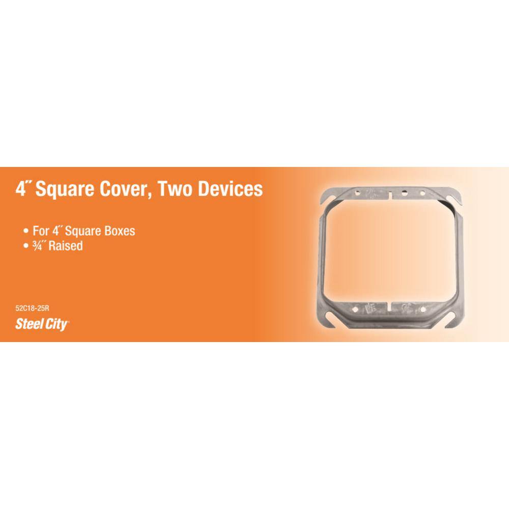 Steel City 2-Gang Square Mud Ring 52C18-25R