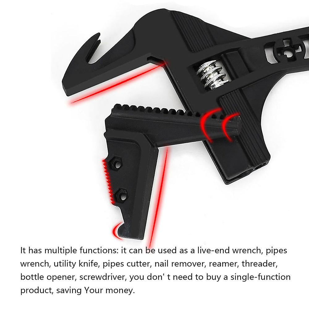 Large-opening Adjustable Wrench Household Maintenance Disassembly Multi-function Wrench Plumbing Electrical Sanitary Industrial Wrench Alloy Steel Wre