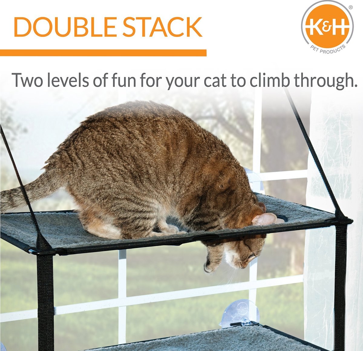 KandH Pet Products EZ Mount Double Stack Kitty Sill Cat Window Perch