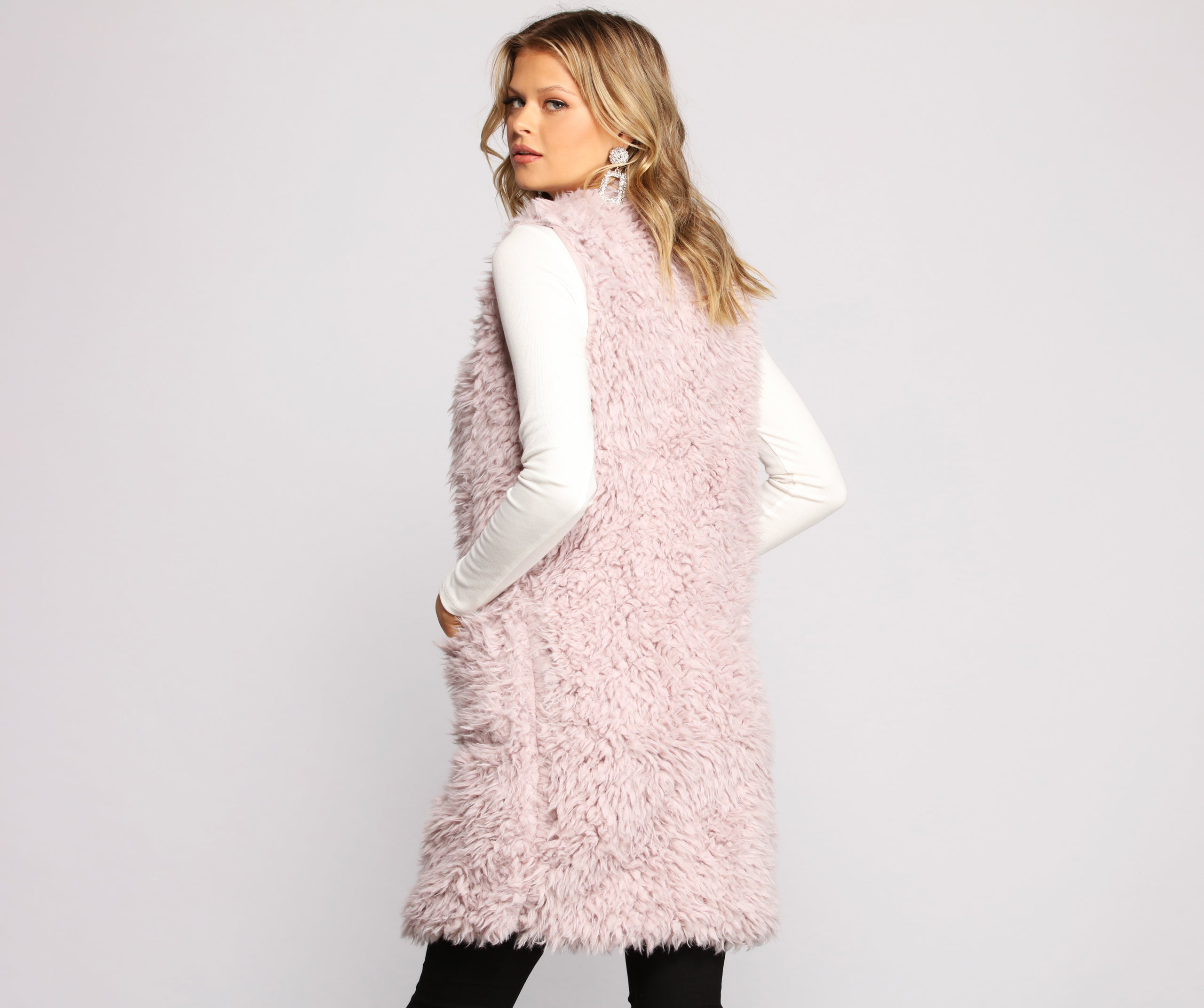 Major Fashionista Long-Line Faux Fur Vest