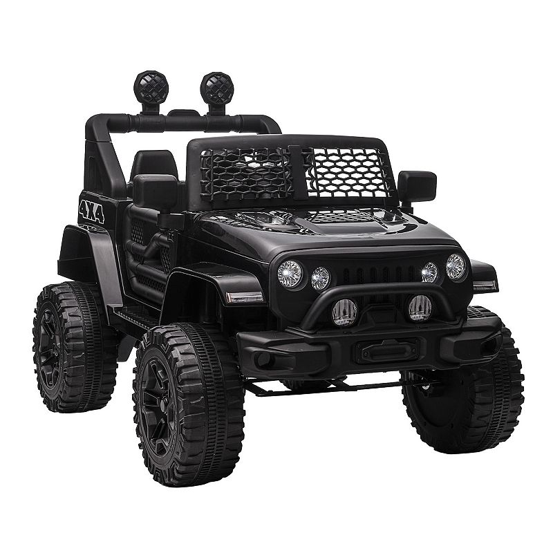 Aosom 12V Kids Ride On Car Electric Battery Powered Off Road Truck Toy with Parent Remote Control Adjustable Speed Black