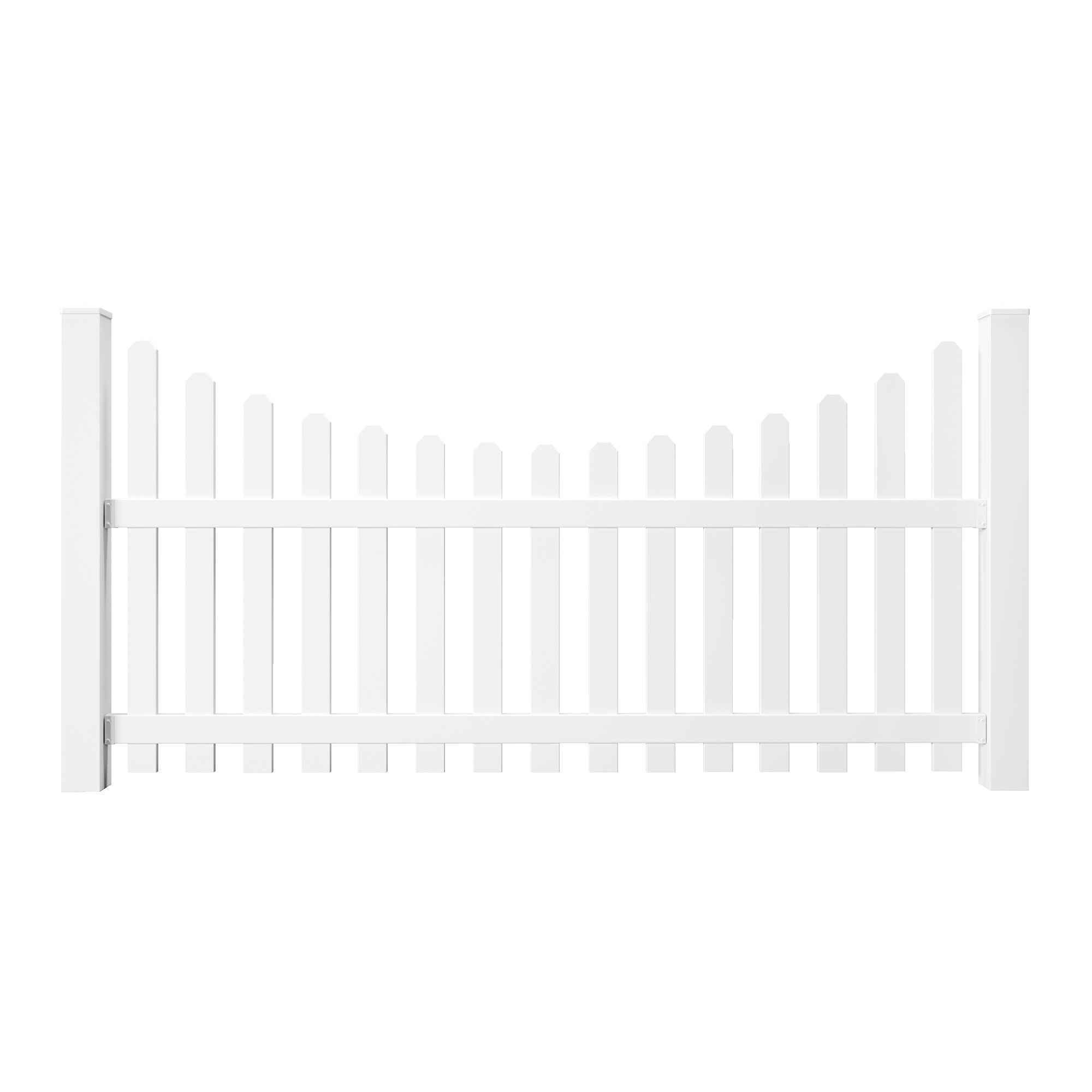 Outdoor Essentials Glendale 4 ft. x 8 ft. White Vinyl Scalloped Dog-Ear Picket Fence Panel