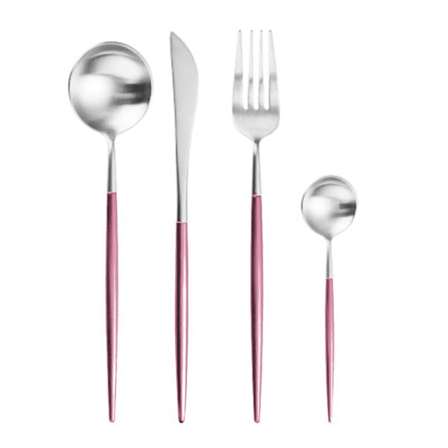 Rose Gold Tableware Set Stainless Steel Cutlery Set Western Food Tableware Luxury Fork Teaspoon Knife Cutlery Set fork spoon