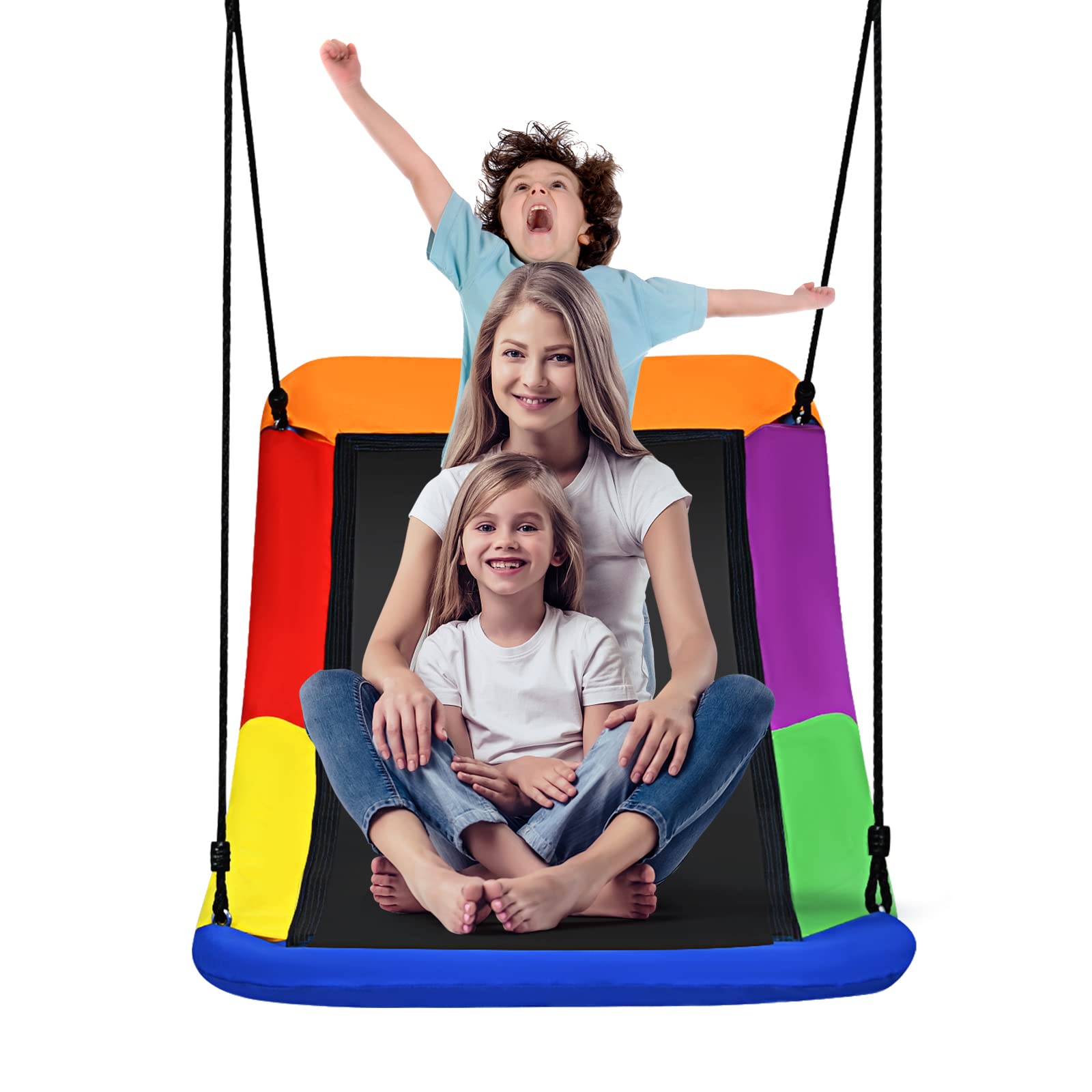 700 lbs Giant 60'' Costzon Platform Saucer Tree Swing Set for Kids and Adult