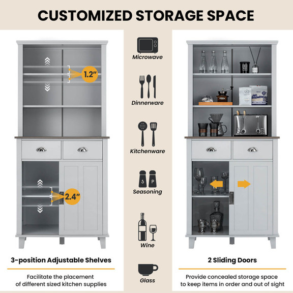 Costway 63158427 67 inches Freestanding Kitchen Pa...