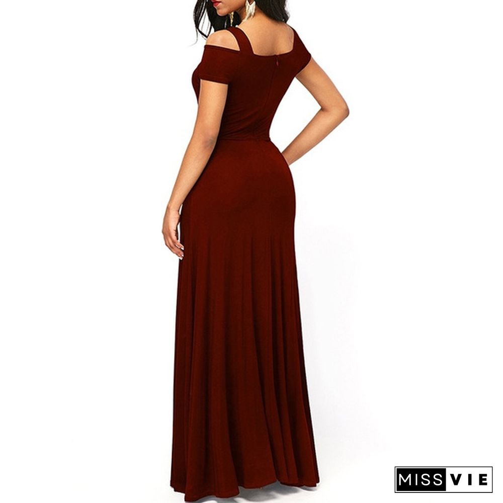 Womens Cold Shoulder V Neck Bodycon Prom Evening Club Maxi Long Dresses Party Dress