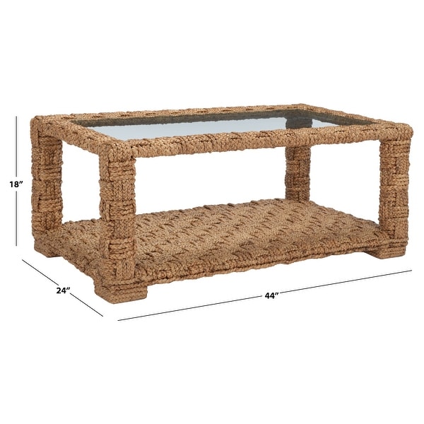 SAFAVIEH Couture Christi Tropical Coastal Boho Water Hyacinth Coffee Table - 44 in. W x 24 in. D x 18 in. H