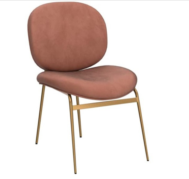 Set of 2 Dining Chair  Metal Frame With Padded Seat and Rounded Back  Dusty Rose   Contemporary   Dining Chairs   by Declusia  Houzz