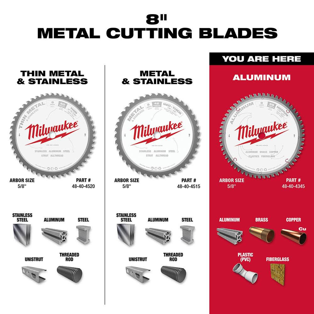 MW 8 in. Aluminum Cutting Circular Saw Blade 48-40-4345 from MW