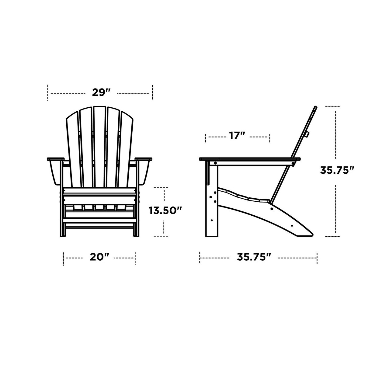 POLYWOOD Nautical 5-Piece Adirondack Chair Conversation Set