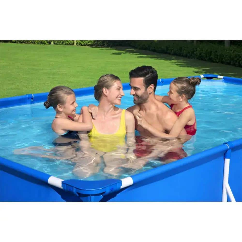 Bestway Pro 13 ft. x 7 ft. Rectangular 32 in. Deep Metal Frame Above Ground Swimming Pool 56512E-BW