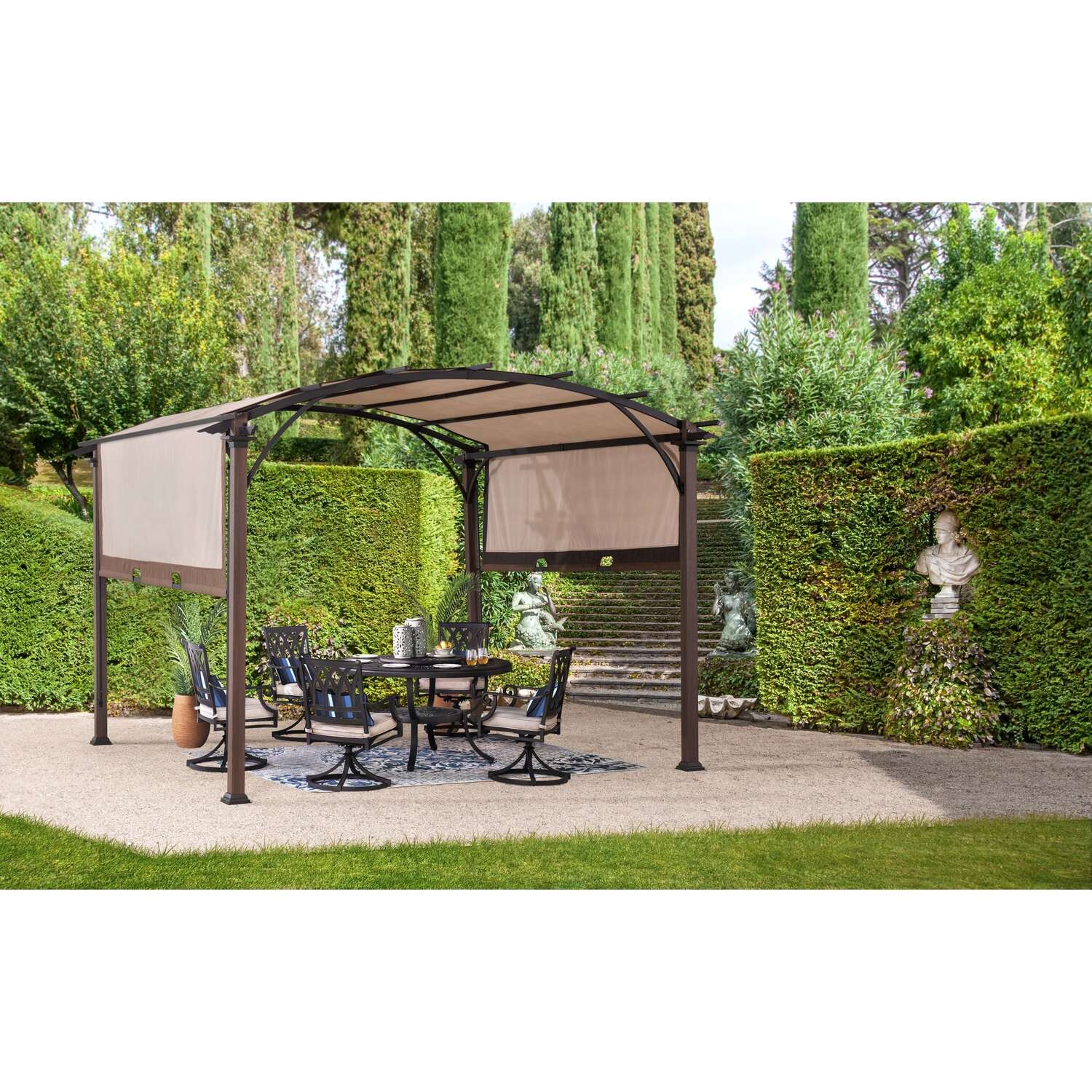 Living Accents Fabric Arched Pergola 8.33 ft. H X 10 ft. W X 10 ft. L