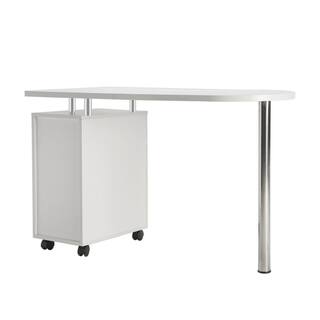 Winado 47 in. Manicure Nail Table Computer Desk with Drawer White 951627120179