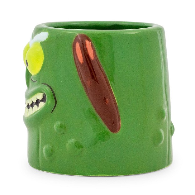 Silver Buffalo Rick And Morty Pickle Rick Sculpted Ceramic Mini Shot Glass Holds 2 Ounces