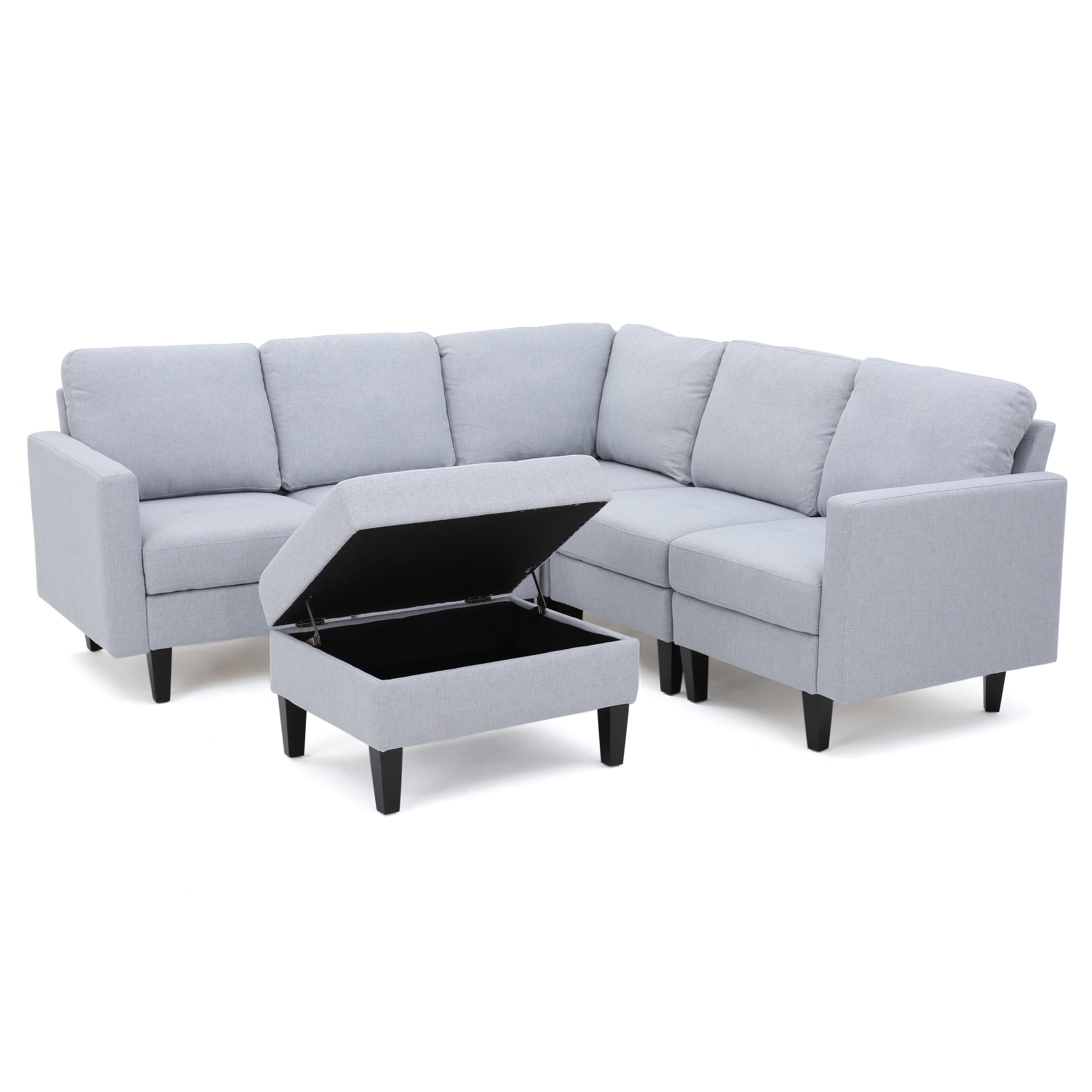 Bridger Fabric Sectional Couch with Storage Ottoman