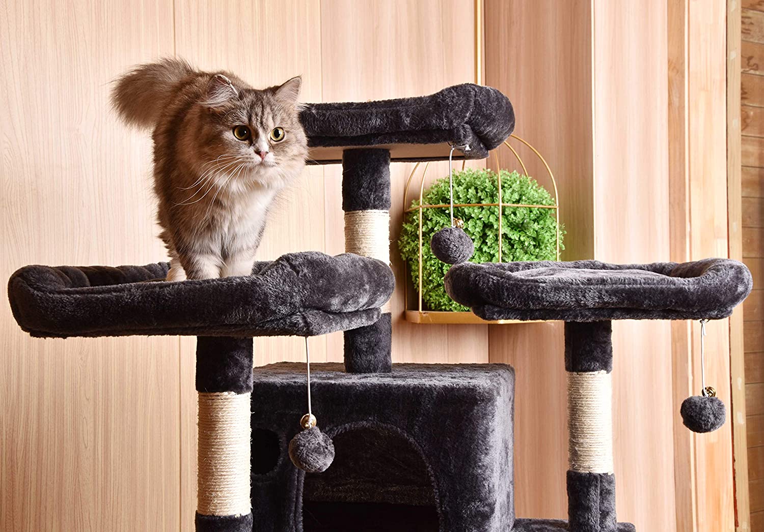 Amolife Big Heavy Duty 68 Inch Multi-Level / X-Large Cat Tree King with Scratching Posts Kitty Pet Play House, Multiple Colors