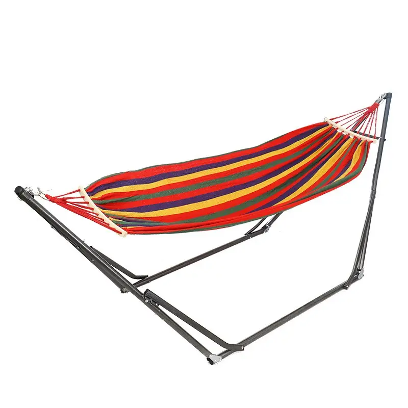 Wholesale Cotton Folding Double Nylon Swing Portable Outdoor Camping Beach Garden Hanging  Hammocks Beds