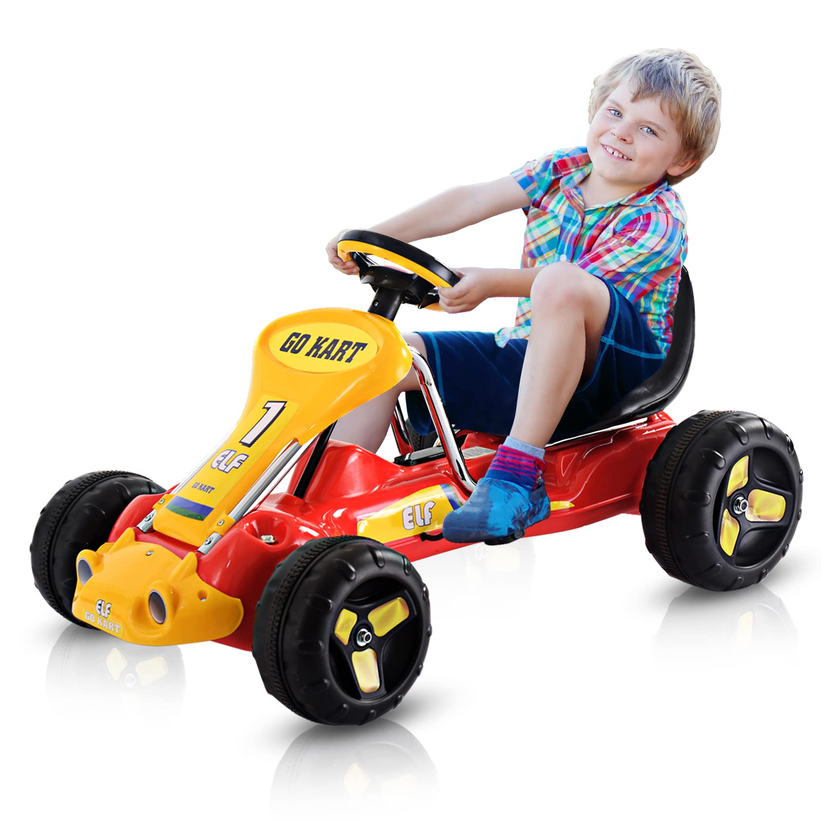 Costzon Go Kart for Kids, 4-Wheel Pedal Powered Car