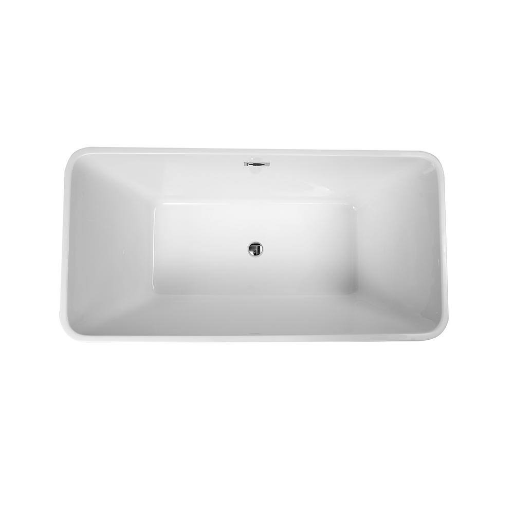 Stivier 67 in. Acrylic Flatbottom Non-Whirlpool Freestanding Soaking Bathtub in Glossy White 21A0107-67