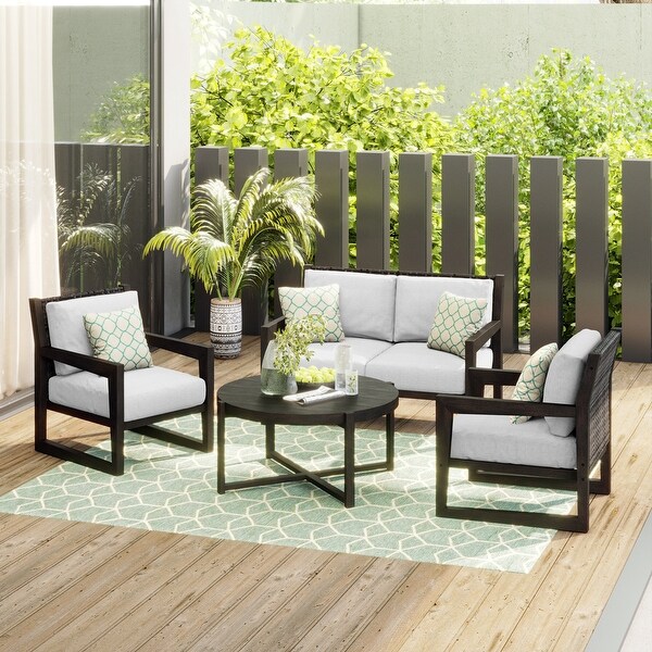 Corvus Augusta 4piece Patio Conversation Set with Sunbrella Pillows