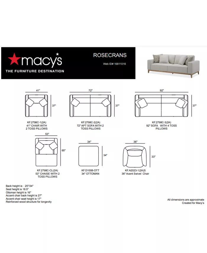 Furniture Rosecrans 72 Fabric Apartment Sofa