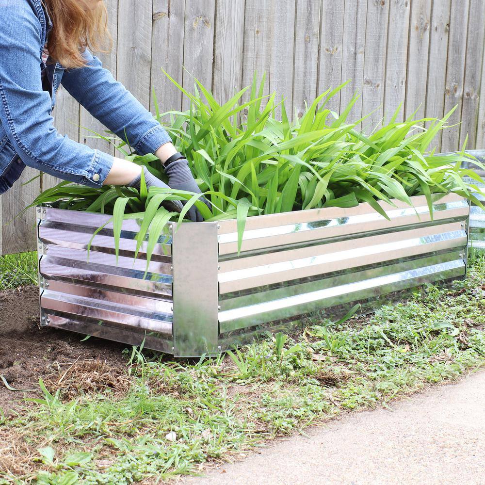 Sunnydaze Decor 48 in. Silver Galvanized Steel Rectangle Raised Bed HB-512