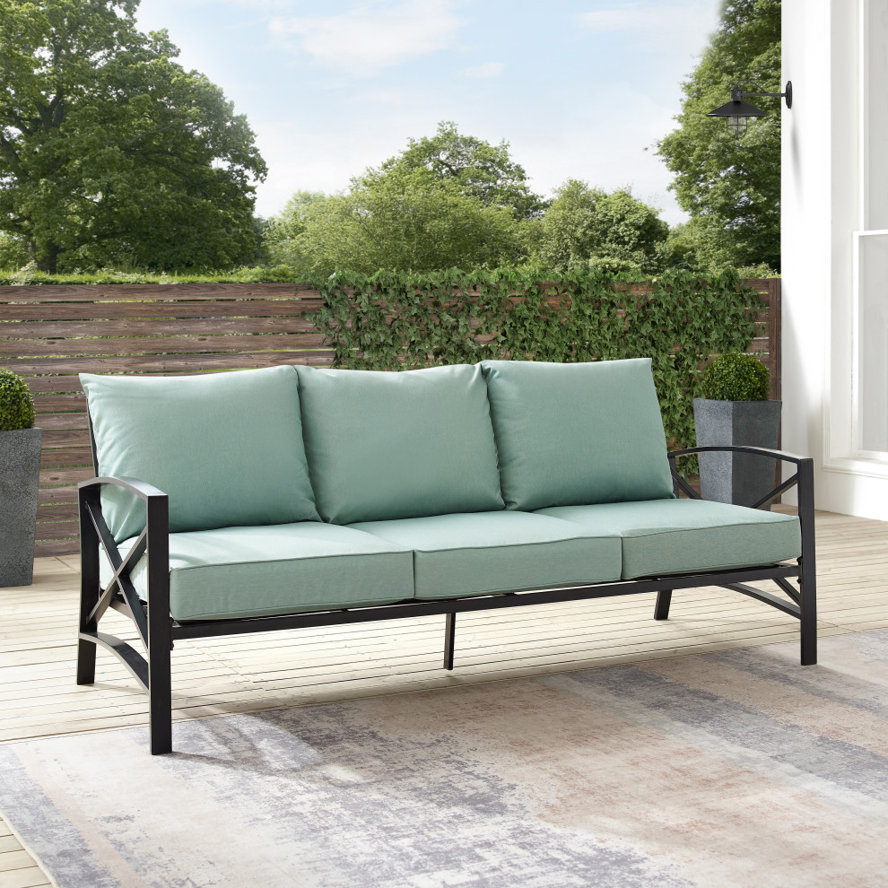 Kaplan Outdoor Metal Sofa   Contemporary   Outdoor Sofas   by Homesquare  Houzz