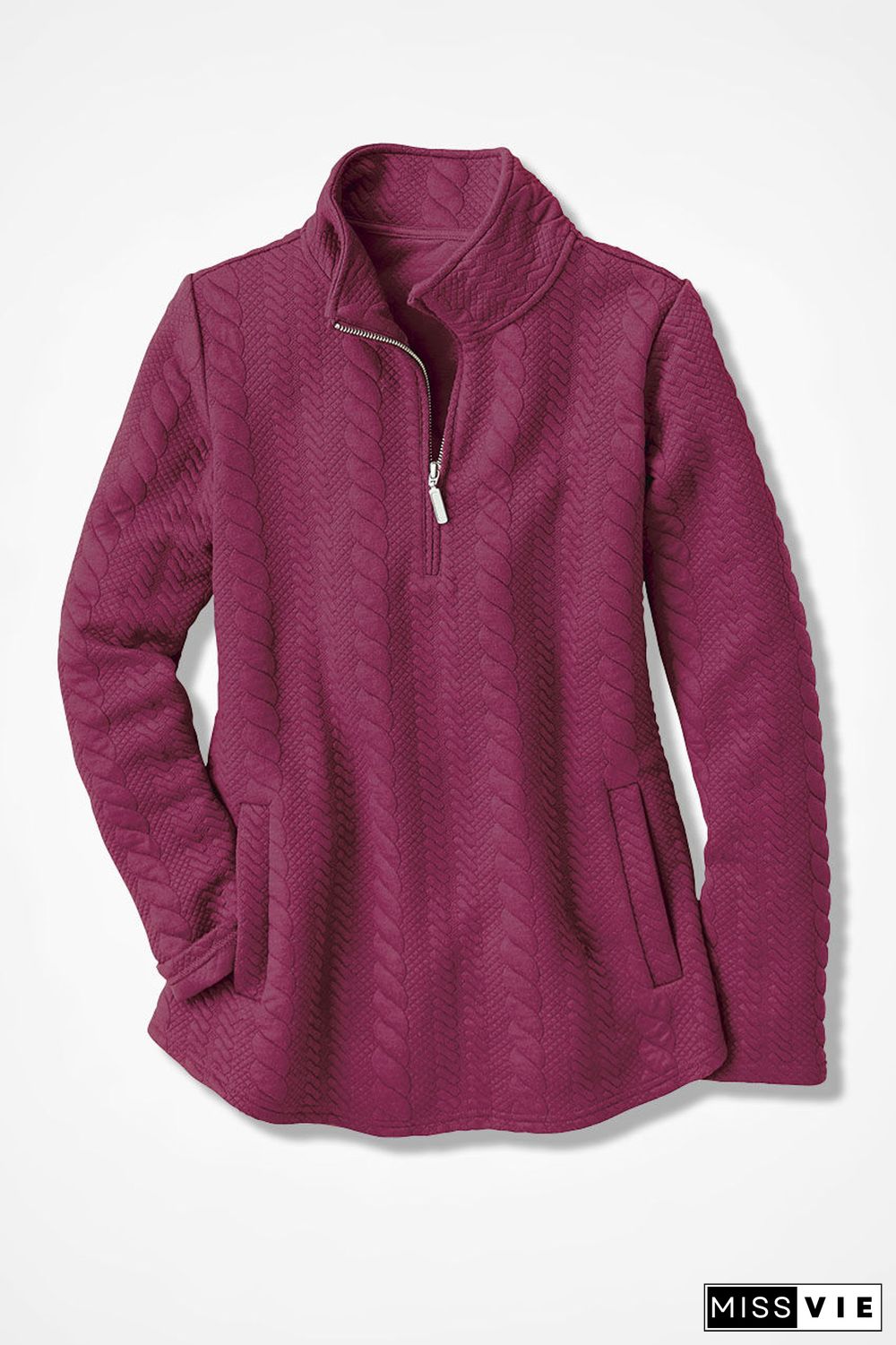 Cabled Quarter-Zip Sweatshirt