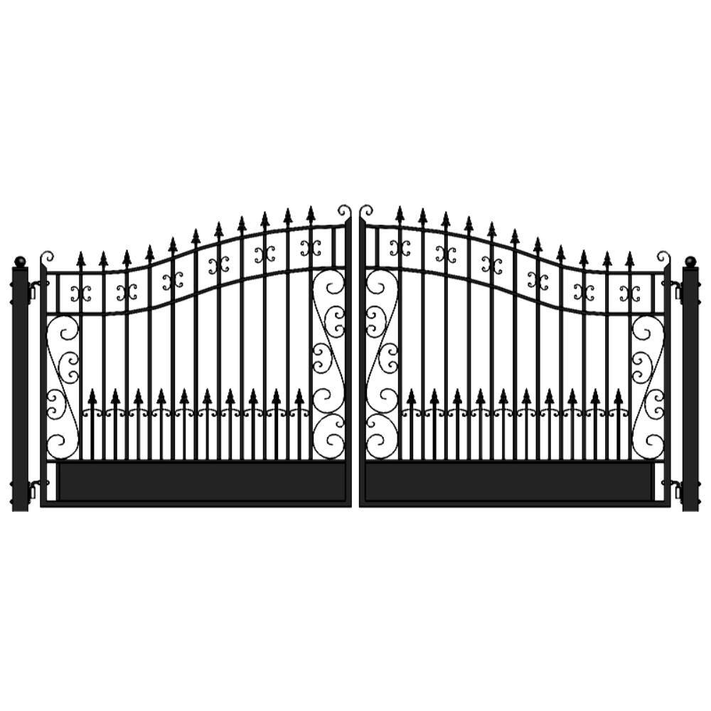 ALEKO Venice Style 16 ft. x 6 ft. Black Steel Dual Driveway Fence Gate DG16VEND-HD