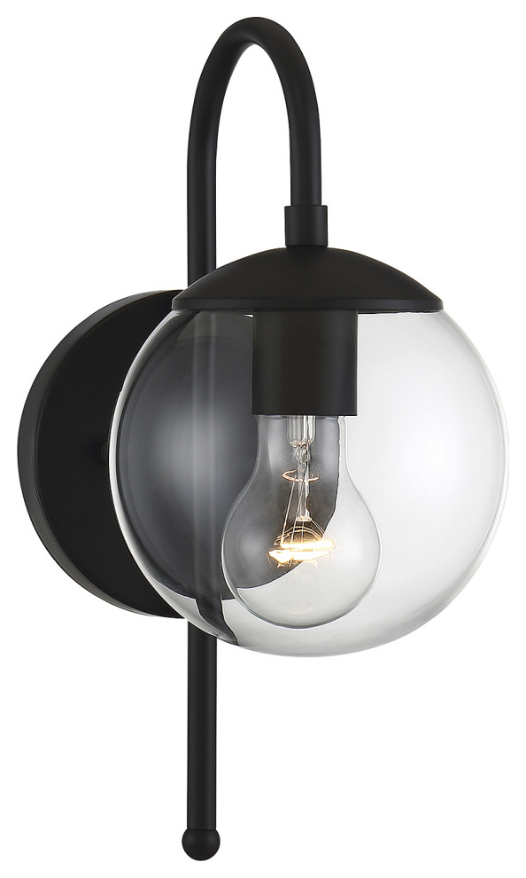 1 Light Outdoor Wall Lantern  Matte Black   Midcentury   Outdoor Wall Lights And Sconces   by Lights Online  Houzz