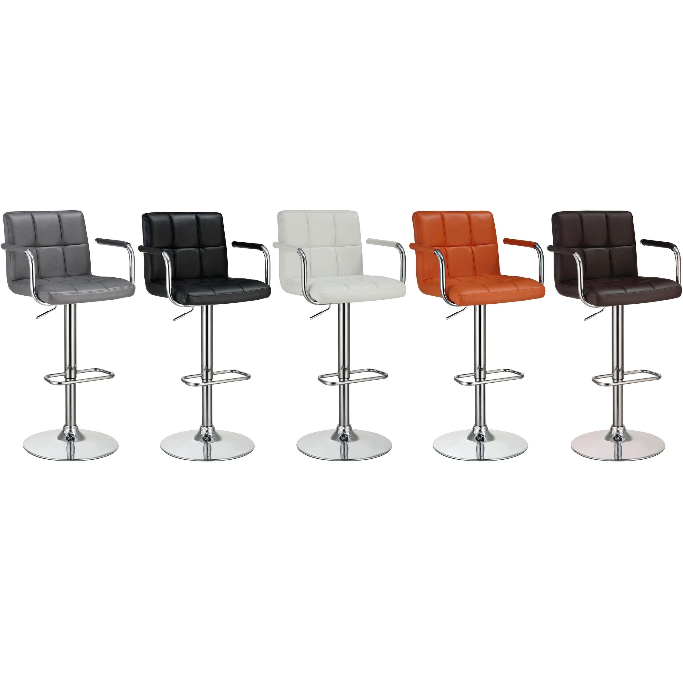 Modern Design Square Stitched Upholstered Adjustable Swivel Stool