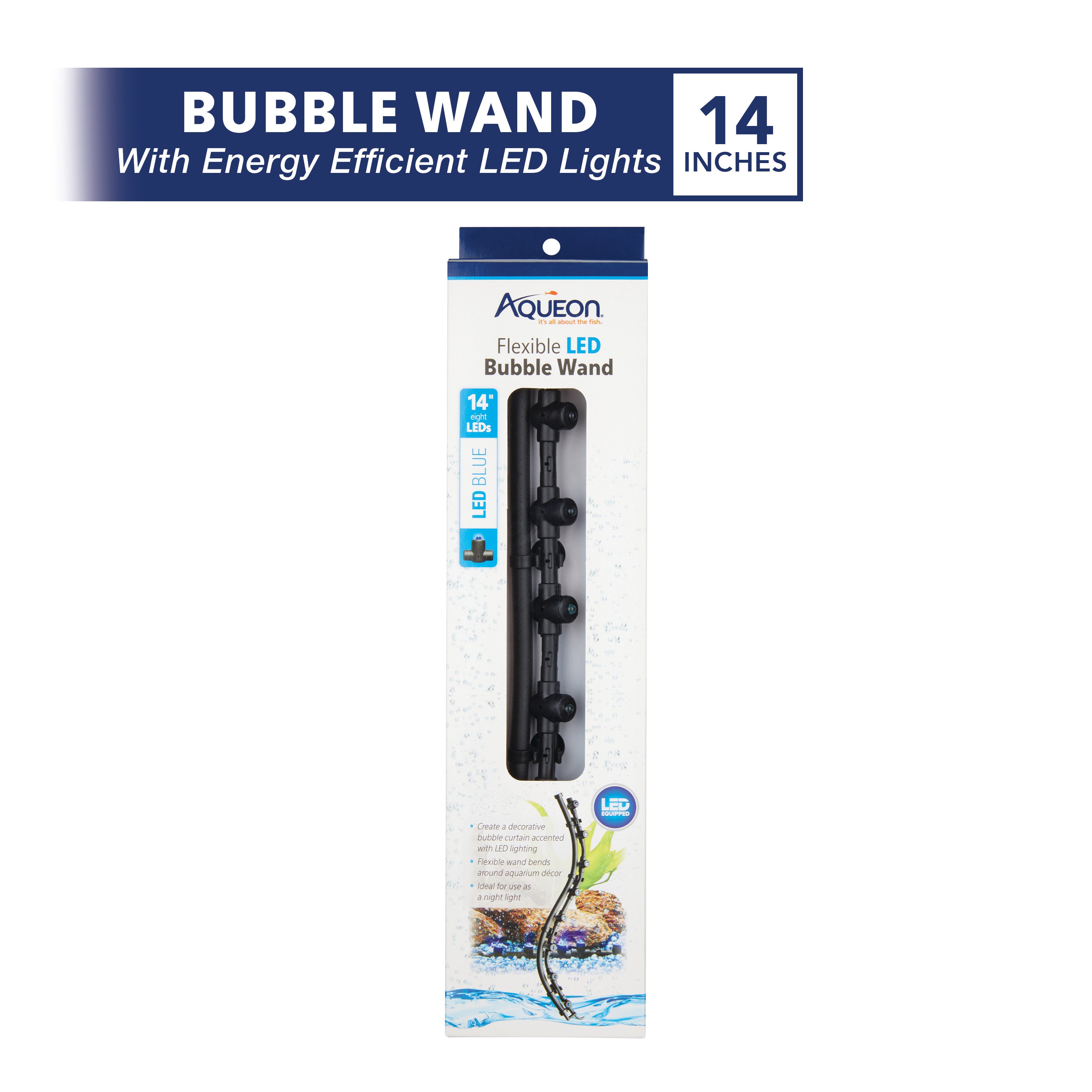 Aqueon Flexible LED Bubble Wand Blue 14 Inches