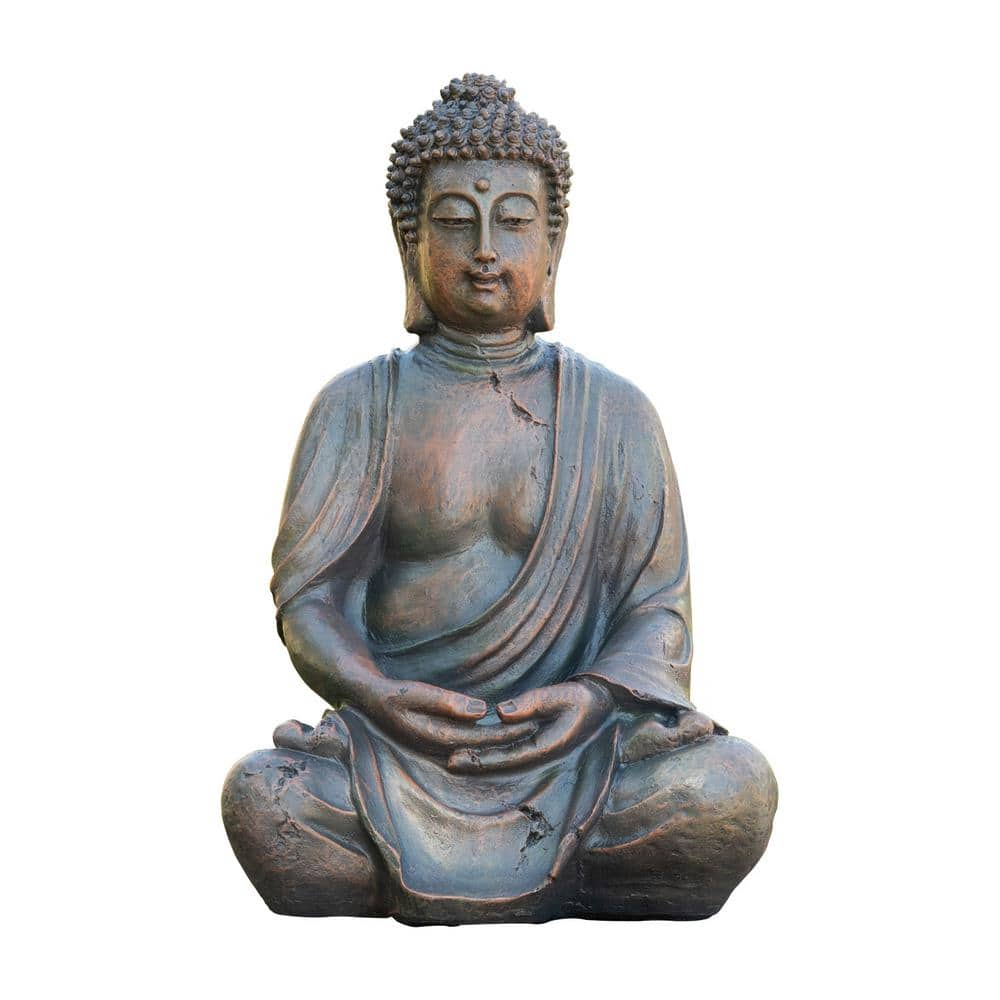 Alpine Corporation 15 in. Tall Indoor/Outdoor Meditating Buddha Statuary Decor GEM170