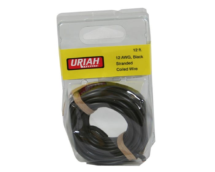 Uriah Products 12 Coil 12 AWG Black Insulated Stranded Primary Wire - UA501270