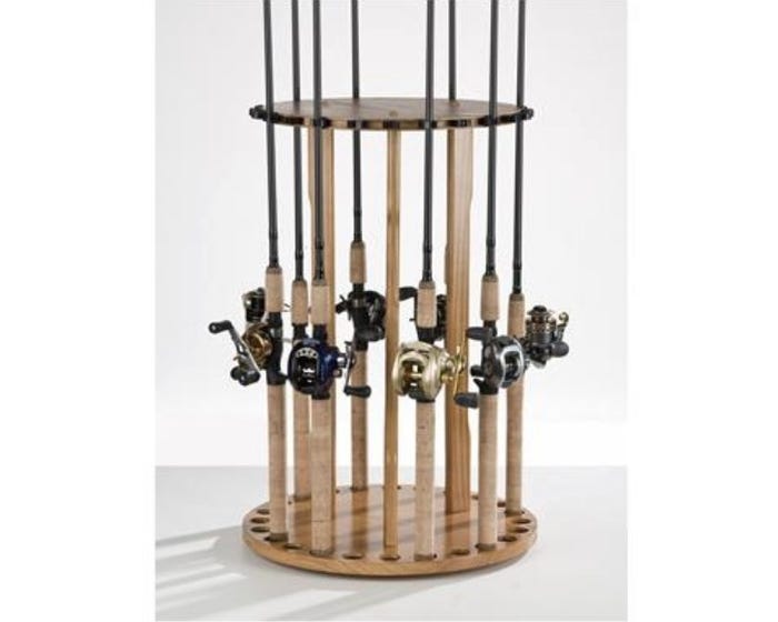 Organized Fishing 24 Capacity Oak Spinning Floor Rod Rack BPSP024