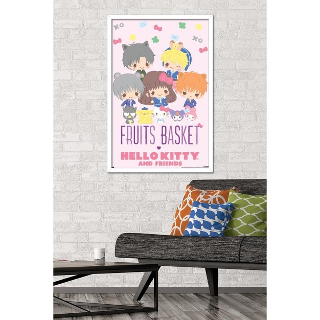 Trends International Fruits Basket X Hello Kitty And Friends Group Framed Wall Poster Prints