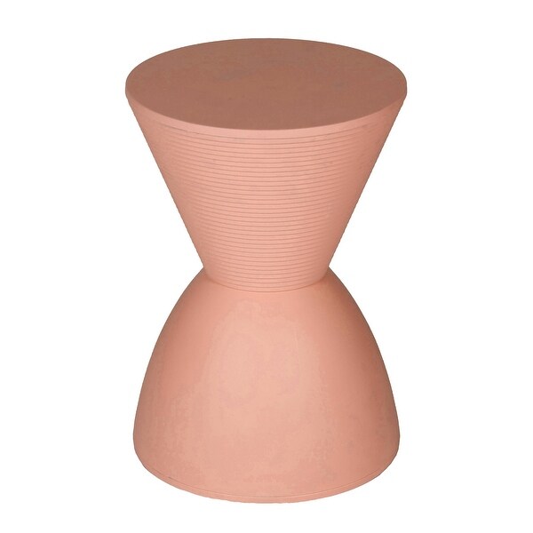 Niya 17 Inch Side End Table，Round Top，Pedestal Base，Indoor Outdoor，Pink