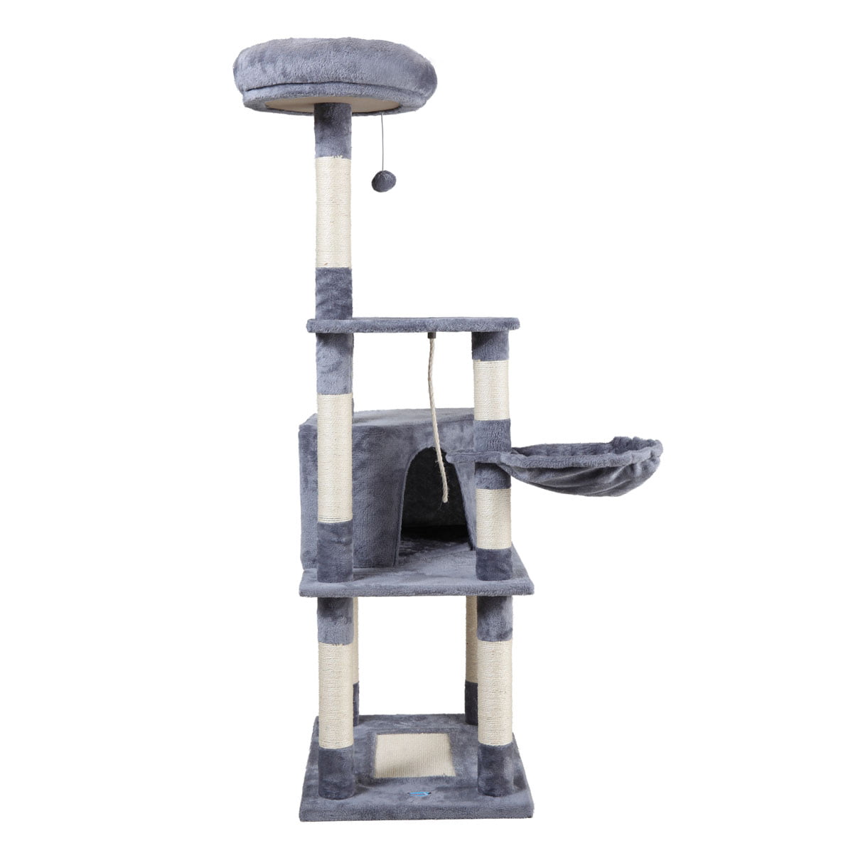 Multi-Level Cat Condo with pentagonal cat litter for Kittens Tall Cat Climbing Stand with Plush - gray