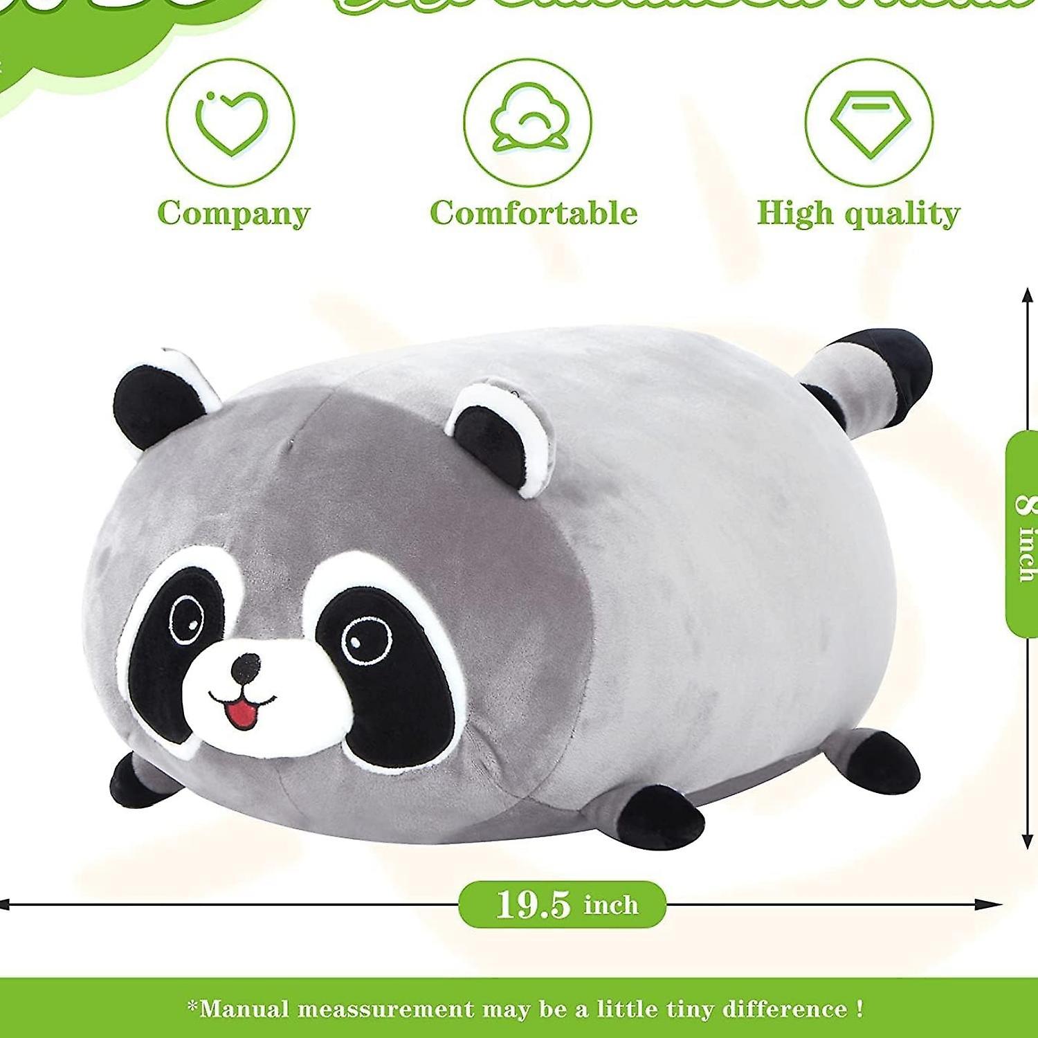 Soft Plush Hugging Pillow， Cylindrical Stuffed Animals Doll Toy Kids Gifts For Birthday， Valentine， Christmas (19.6x7.8 Inch，raccoon)