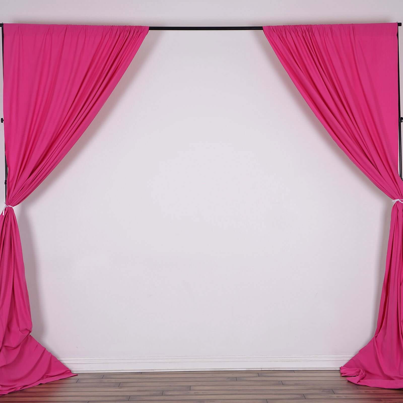 2 Pack Fuchsia Scuba Polyester Backdrop Drape Curtains, Inherently Flame Resistant Event Divider Panels Wrinkle Free With Rod Pockets - 10ftx10ft