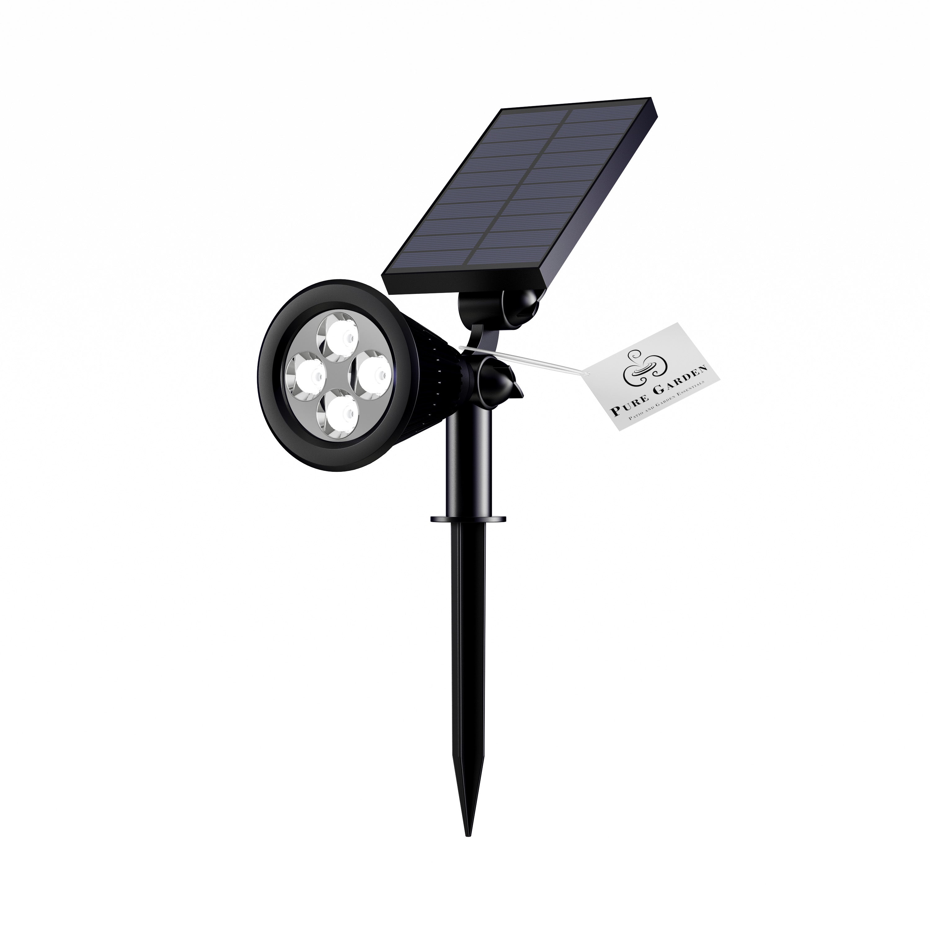 Solar Powered Outdoor Spotlights -Set of 2 Landscape Lights by Pure Garden