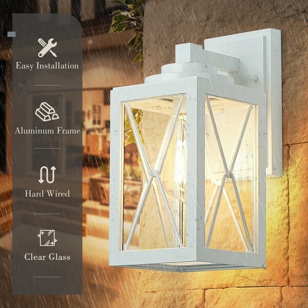 Exterior Wall Sconce， Clear Glass White Finish Shopping - The Best Deals on Outdoor Wall Lanterns | 41382186