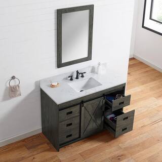 SUDIO Rafter 48 in. W x 22 in. D Bath Vanity in Charcoal Gray with Engineered Stone Vanity Top in Carrara White with Basin Rafter-48CG