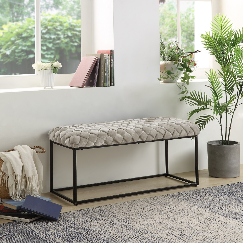 Loft Lyfe Lucille Bench Upholstered  Velvet   Industrial   Upholstered Benches   by Inspired Home  Houzz