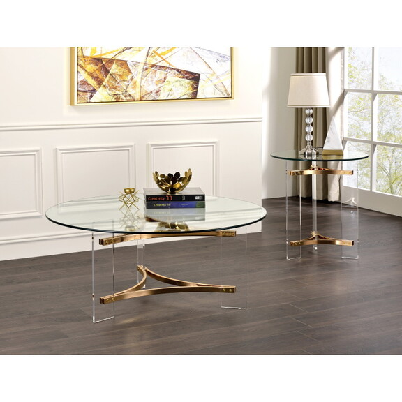 ACME Sosi End Table  Gold Finish LV01084