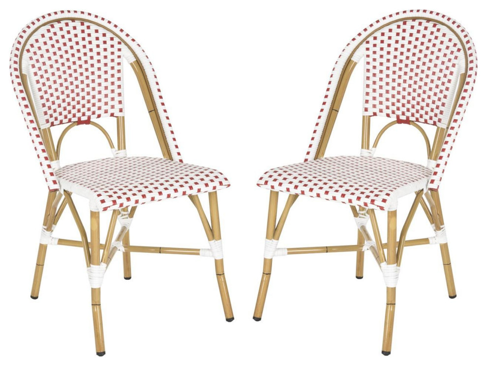 Joanne Indoor Outdoor Side Chair  Set of 2  Red/White/Light Brown   Tropical   Outdoor Dining Chairs   by V.S.D Furniture  Houzz