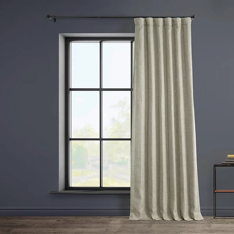 EFF 1-Panel Solid Faux-Linen Window Curtain