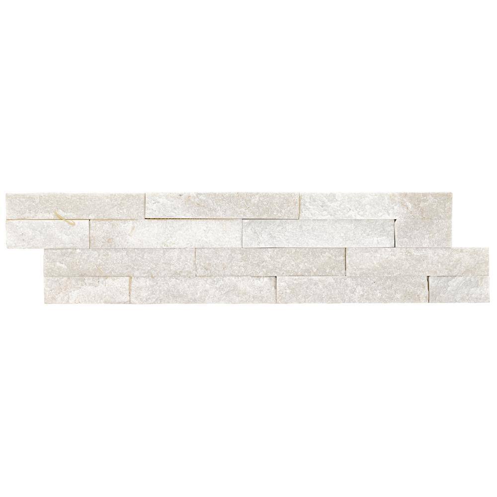 MSI Arctic White Ledger Panel 6 in. x 25.52 in. Textured Marble Stone Look Wall Tile (6 sq. ft.Case) LPNLQARCWHI624C