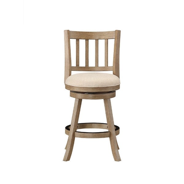 Adam 24 Inch Solid Wood Swivel Counter Stool， Slatted - 21.5 L x 18 W x 37.5 H