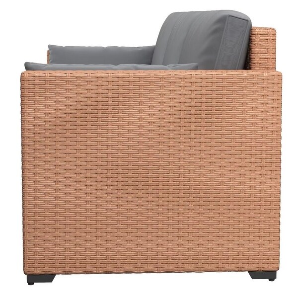 Outdoor wicker patio PE Rattan 3Seat Sofa，with Cushions，Steel Frame